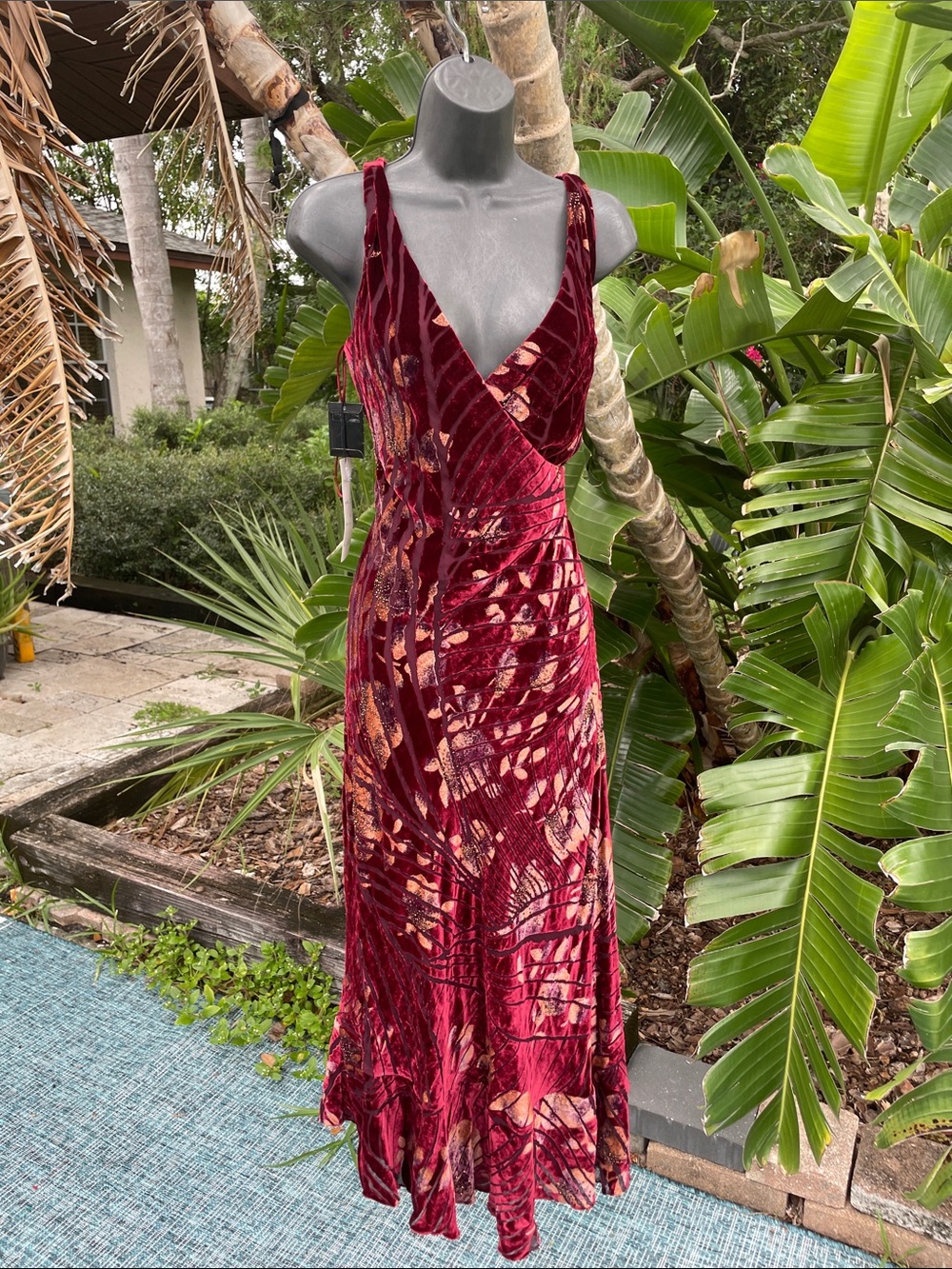 Carmen Mark Volvo signature silk velvet burnout, beaded bias cut dress
